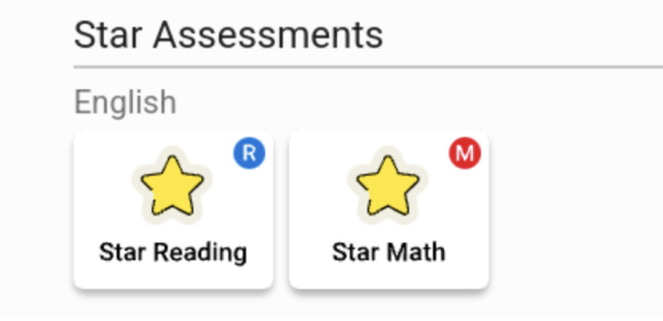 Screenshot of where to take the Star Testing in Math and Reading